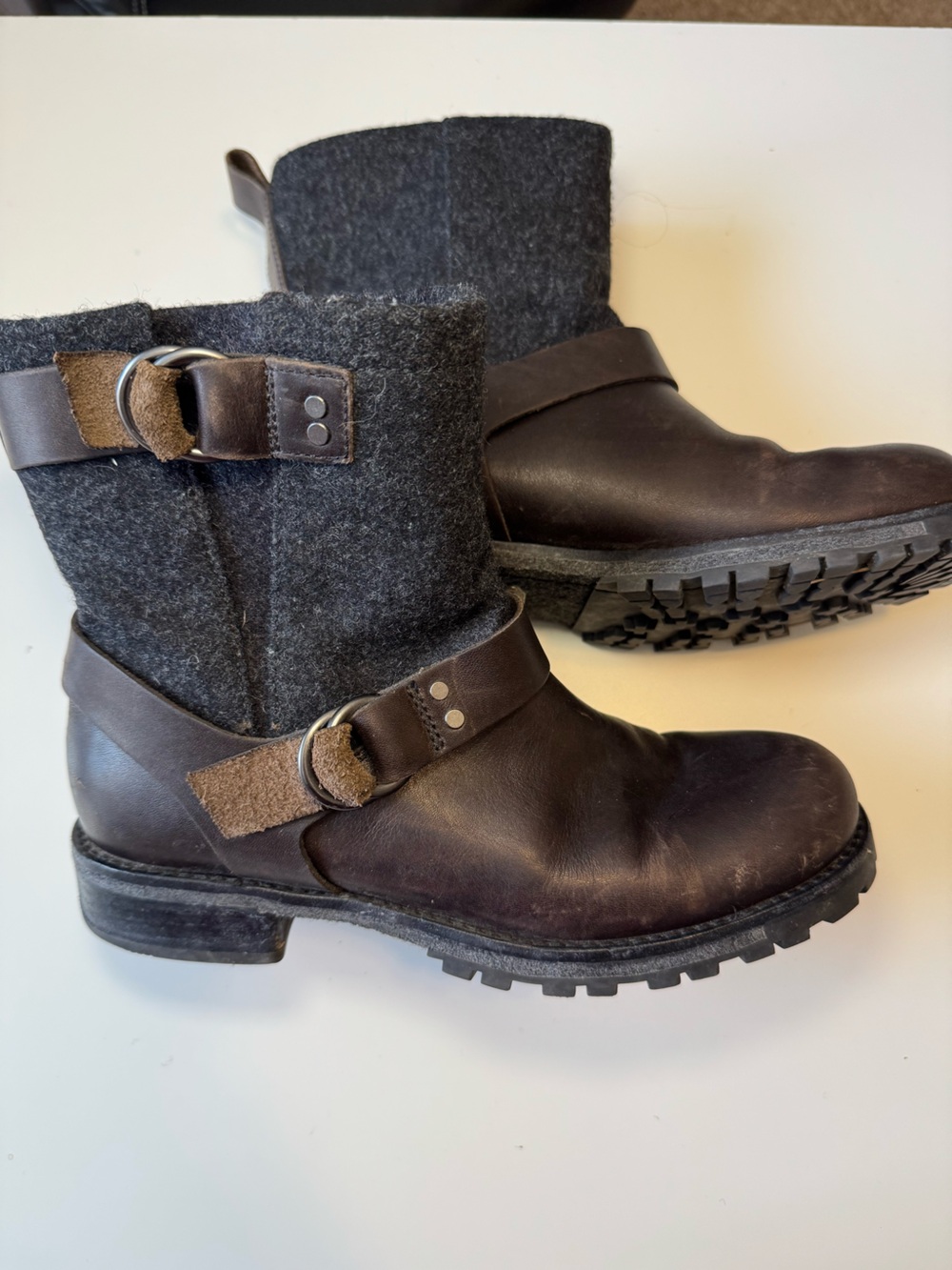 Woolrich Baltimore Harness Leather Wool Boot Moto Style Women’s size 9